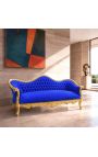 Canapé baroque Napoléon III tissu velours bleu et bois doré - 10