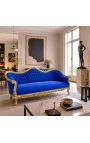 Бароко Sofa Napoléon III синя велвета и златно дърво - 2