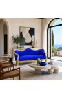 Baroque kanapé Napoléon III bleu velvet és arany fa - 4