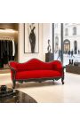 Baroque Sofa Napoléon III style Burgundy velvet and black lacquered wood - 9