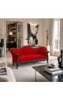 Baroque Sofa Napoléon III style Burgundy velvet and black lacquered wood - 6