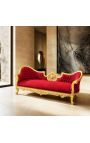 Barok Napoleon III medaljonsofa bordeaux fløjlsstof og guldtræ - 6