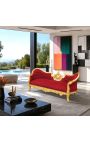 Barockes Napoleon III-Medaillon-Sofa, burgunderroter Samtstoff und goldenes Holz - 11