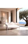 Baroka sofas Napoléon III stila balta āda un sudraba koksne - 9