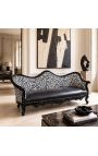 Napoleone barocco III divano zebra, pelle nera e legno nero lucido - 4