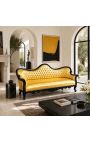 Canapé baroque Napoléon III tissu simili cuir doré et bois laqué noir - 4