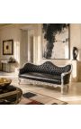 Barock napoleon III soffa svart konstläder och silverträ - 8
