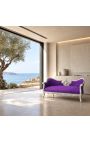 Baroque Napoleon III medallion sofa purple velvet fabric and wood silver - 5