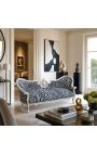 Barok Napoleon III stil medaljon sofa zebra stof og træ sølv - 3