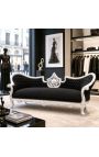 Barok Napoleon III medaljon sofa sort fløjlsstof og træ sølv - 4
