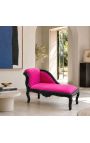 Barok Louis XV chaise longue fuchsia fløjl stof og sort træ - 2