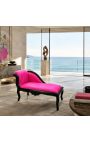 Baroka Louis XV Chaise Longue Fuchsia samta audums un melns koks - 5