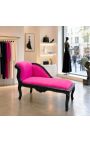 Barokk Louis XV chaise longue fuchsia bársony szövet és fekete fa - 14