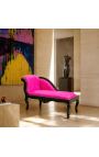Baroc Louis XV Chaise Longue Fucsia Fabric de catifea si lemn negru - 9
