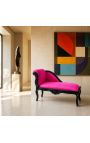 Barokový Louis XV Často longeue Fuchsia Velvet tkaniny a čierne drevo - 8