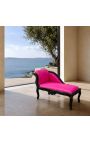 Barokk Louis XV chaise longue fuchsia fløyel stoff og svart tre - 10
