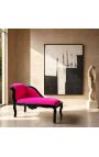 Barokk Louis XV Chaise Longue Fuchsia Velvet Fabric ja must puit - 6