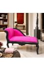 Barokk Louis XV Chaise Longue Fuchsia Velvet Fabric ja must puit - 4