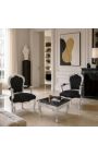 Mesa de centro quadrada de estilo barroco com madeira prateada e mármore preto - 8