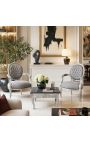 Quadratischer Couchtisch Barock mit versilbertem Holz und schwarzem Marmor - 9