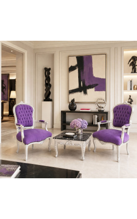 Baroka krēsls stilā Louis XV purpura un sudraba koksne - 2