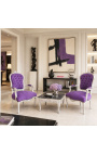 Poltrona barocca di stile Louis XV Legno viola e argento - 2