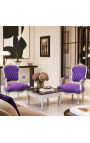 Poltrona barocca di stile Louis XV Legno viola e argento - 4