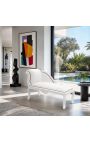 Louis XV Chaise Longue weißes Kunstleder und weißes Holz - 10