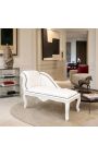 Louis XV Chae Longue valkoinen nahka ja valkoinen puu - 4