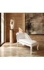 Louis XV Chaise Longi valge nahk ja valge puit - 6