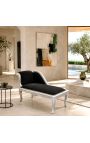Louis XV Fabric de vellut negre de chaise longue - 11