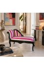 Louis XV Fusta de ratlles multicolors de chaise longue - 4