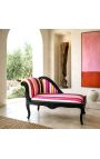 Louis XV Fusta de ratlles multicolors de chaise longue - 3