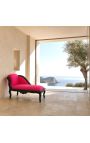 Barokní Louis XV Lehátka Longue Fuchsia Velvetová tkanina a černé dřevo - 13