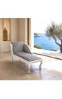 Louis XV Chaise Fabric gri și lemn de argint - 6