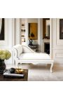 Louis XV chaise longue beix vellut i fusta beix - 6