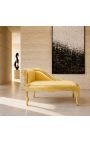 Louis XV chaise longue arany szatén szövet és arany fa - 9