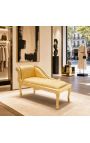 Louis XV Chaise longue tessuto satinato oro e legno d'oro - 13
