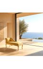 Louis XV Chaise longue ouro cetim tecido e madeira de ouro - 8