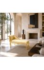 Louis XV Chaise longue tessuto satinato oro e legno d'oro - 7