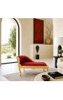 Louis XV Chaise Longure Borgundy Teixit i fusta d'or - 6