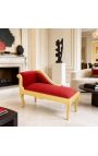 Louis XV Chaise Longure Borgundy Teixit i fusta d'or - 3