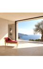 Louis XV Chaise Longure Borgundy Teixit i fusta d'or - 8