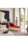 Louis XV Chaise Longure Borgundy Teixit i fusta d'or - 2