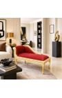 Louis XV Chaise Longure Borgundy Teixit i fusta d'or - 5