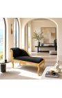 Louis XV Chaise Longue Black Velvet Fabric и златно дърво - 5
