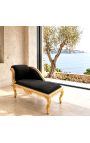 Louis XV Teixit de vellut negre de chaise longue - 6