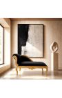 Louis XV Chaise longue preto tecido de veludo e madeira de ouro - 3