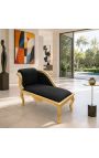 Louis XV Teixit de vellut negre de chaise longue - 8