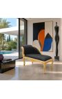 Louis XV Chaise Longue μαύρο βελούδο ύφασμα και χρυσό ξύλο - 11